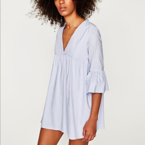 Nwt Zara Sky Blue Babydoll Romper 